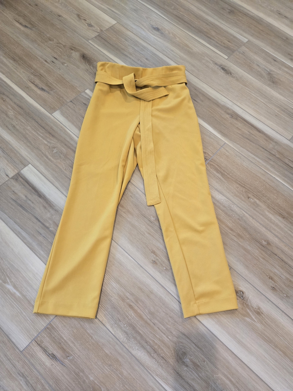 Jules & Leopold Wide-Leg Paperbag Pants in Mustard Yellow